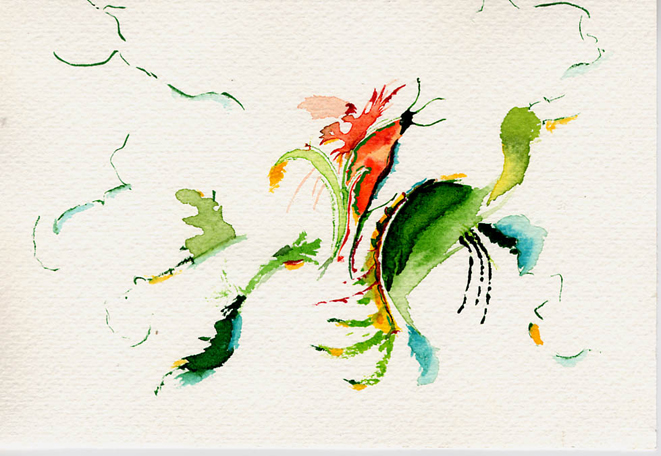 Kirsten Kötter: Indische Aquarelle, Aquarell, 12 × 17 cm (Ausschnitt, Detail)