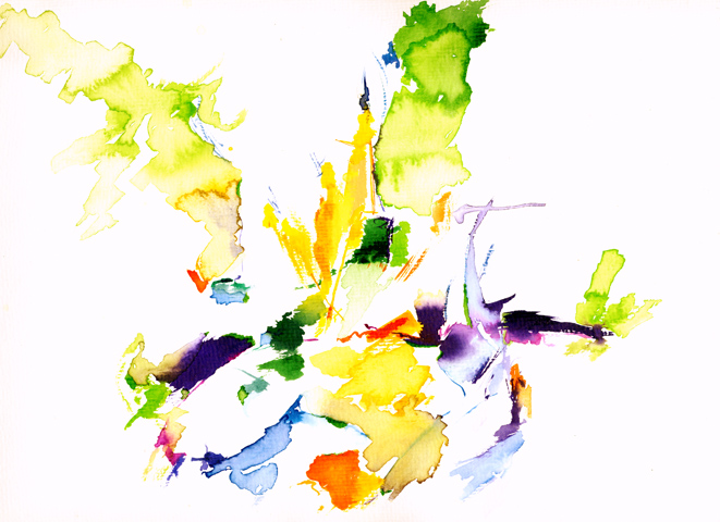 Kirsten Kötter: Site-specific painting, Malerei vor Ort, vor 2000 / Mai 2003, Aquarell, 24 × 32 cm