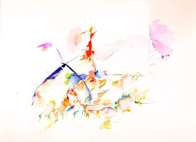 Kirsten Kötter: Site-specific painting, Malerei vor Ort, 2003, Aquarell, 24 × 34 cm