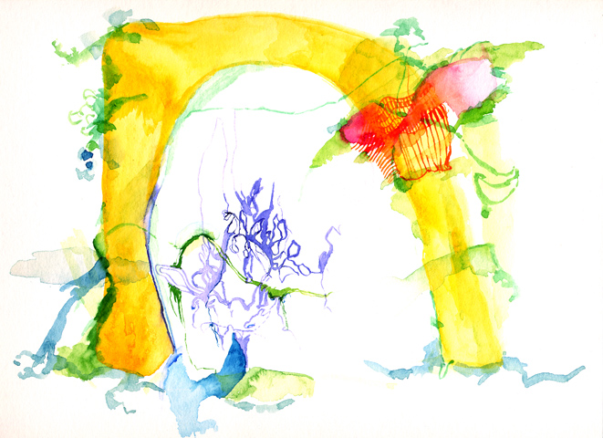 Kirsten Kötter: Site-specific painting, Malerei vor Ort, Spätsommer 2003, Aquarell, 30 × 40 cm