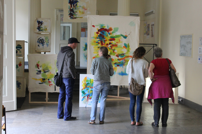 Site-specific Painting von Kirsten Kötter, 26.-28.6.2015, 48-Stunden-Neukölln, Albert-Schweitzer-Schule