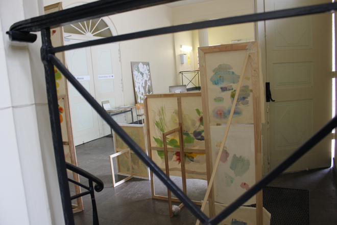 Site-specific Painting von Kirsten Kötter, 26.-28.6.2015, 48-Stunden-Neukölln, Albert-Schweitzer-Schule