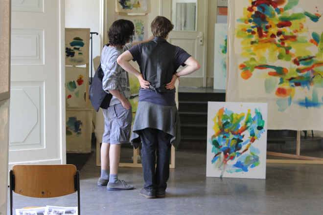 Site-specific Painting von Kirsten Kötter, 26.-28.6.2015, 48-Stunden-Neukölln, Albert-Schweitzer-Schule