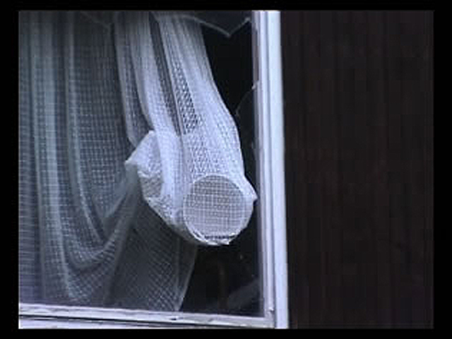 Window with pot and cutlery / Fenster mit Topf und Besteck, 2002, video still,
  photo series Jugendherberge Veckerhagen (Kirsten Kötter)