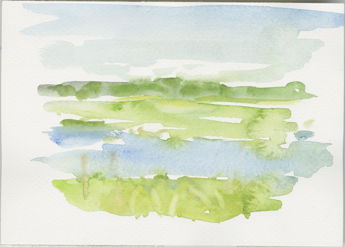 2015-07-11_52-580097_14-747973_warthe-skizze-2, Wartha Mouth, Poland, 
  sketch, 17 × 24 cm (Kirsten Kötter)