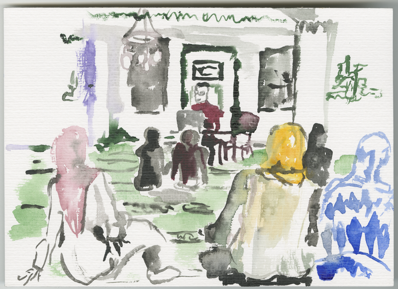 2015-11-07_52-4666_13-3833_sehitlik-moschee_skizze_gebet-kinder-frauen-2, sketch, 17 × 24 cm (Kirsten Kötter)