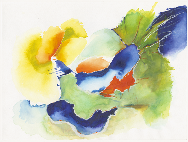 1991_sonne-berge_3-3-2_120, watercolour, 24 × 32 cm (Kirsten Kötter)